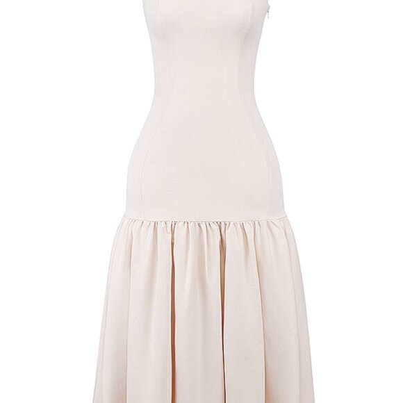 House of CB Amore Vintage Cream Dropped Waist Midi Dress - Size Small - Picture 3 of 10